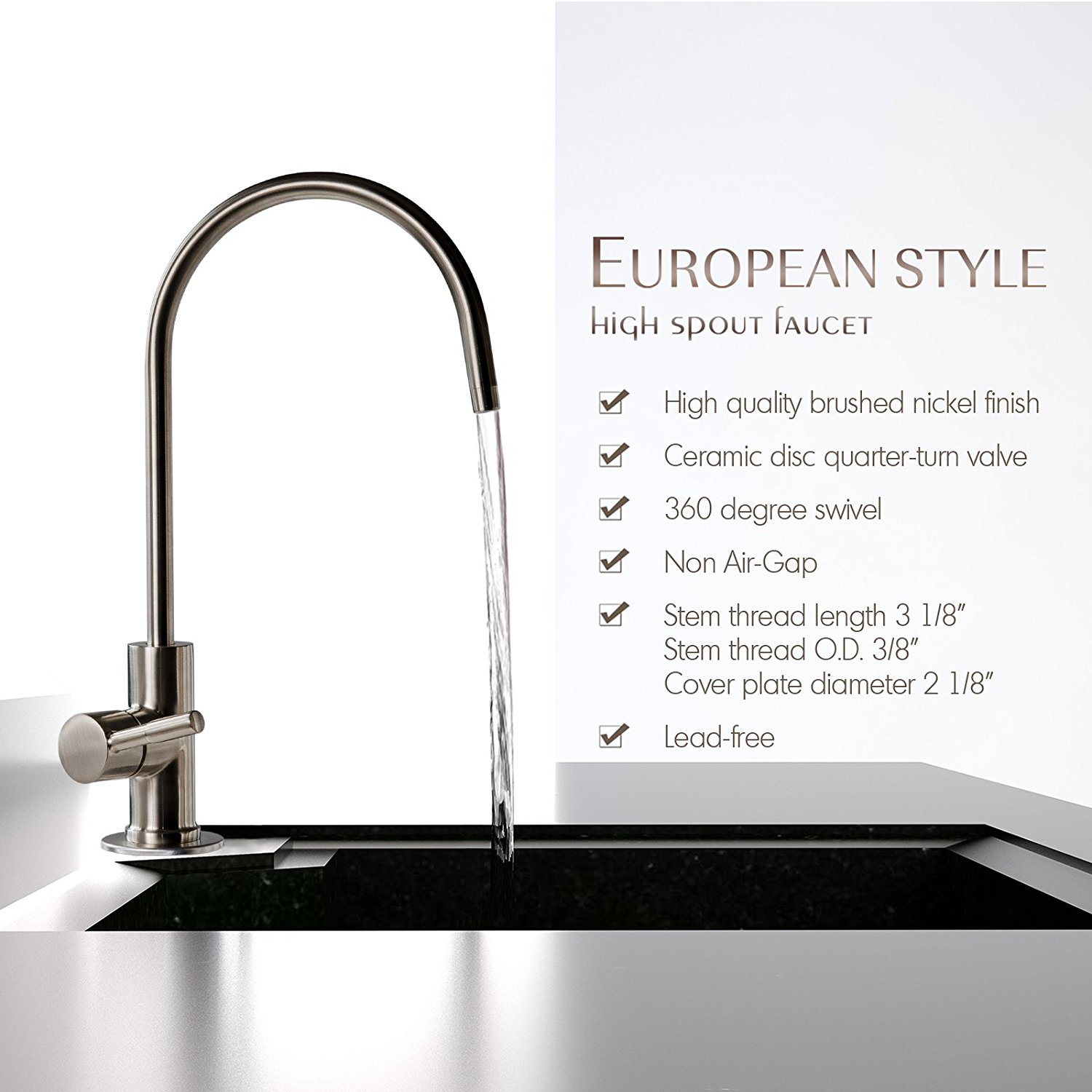 ISpring GA1 BN European Designer Drinking Water Faucet Brushed