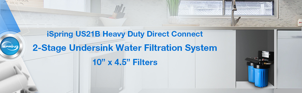 iSpring US21B Heavy Duty 2-Stage Undersink Water Filtration System