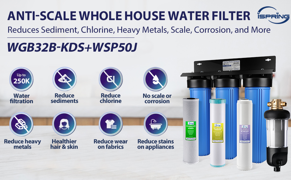 Features of WGB32B-KDS+WSP50J Whole House water filtration system