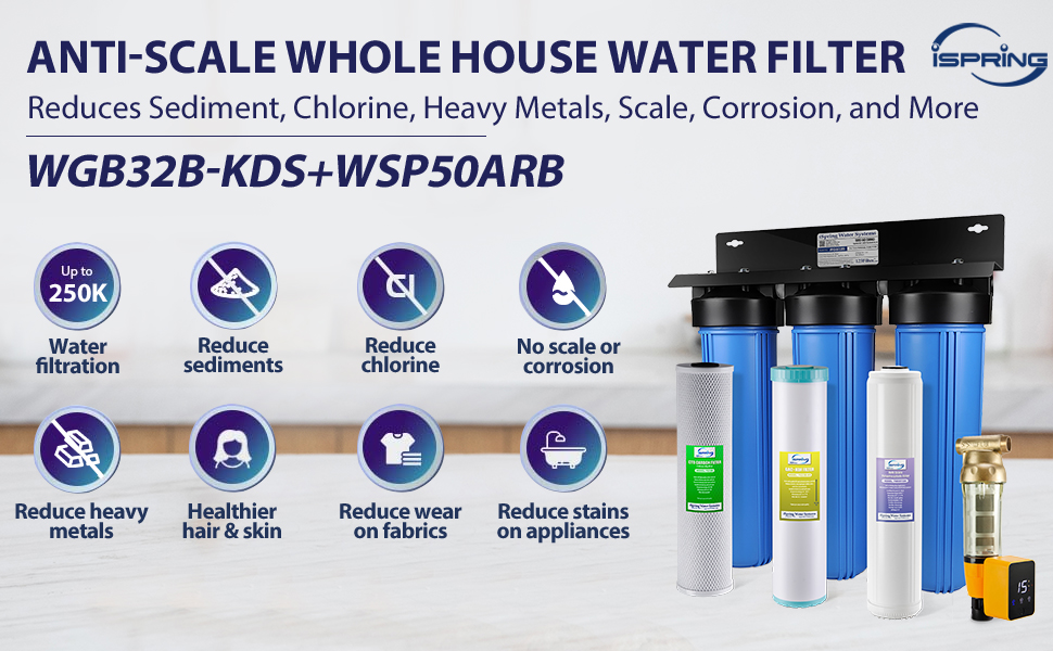 Features of WGB32B-KDS+WSP50ARB  Whole House water filtration system