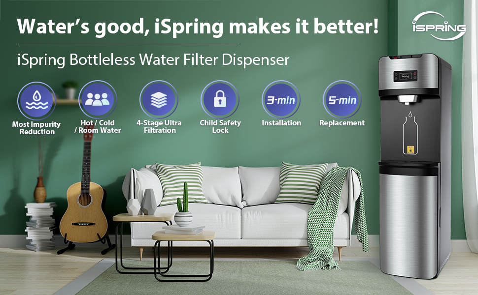 iSpring DS4S Bottleless Water Filter Dispenser